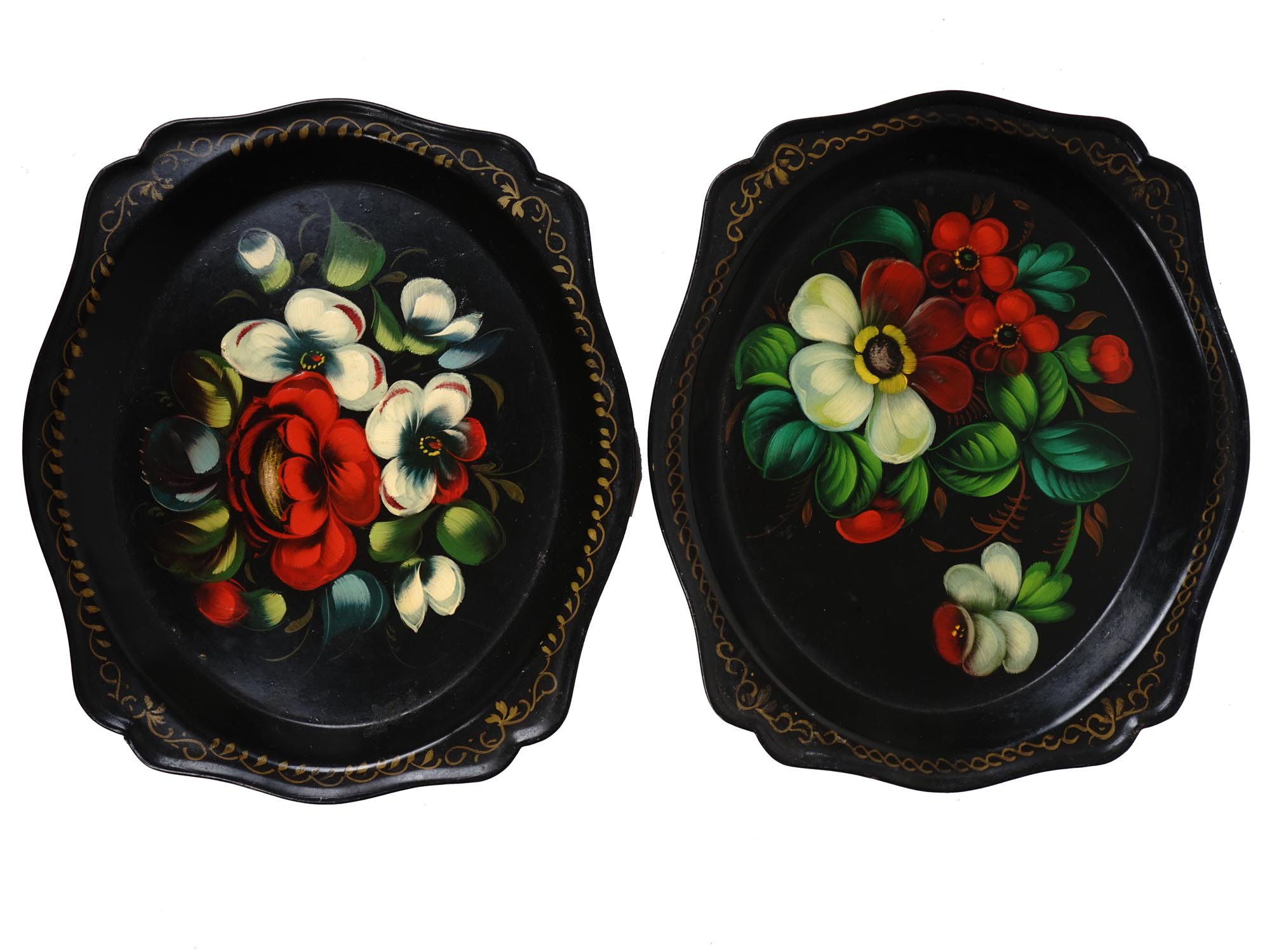 CAPODIMONTE FLOWER BASKETS AND ZHOSTOVO TRAYS PIC-7